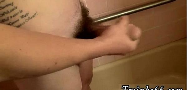  Teen boys pissing cant hold it gay Jacking his jism load out he lays